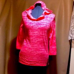 Pink lightweight hoodie, cutout back, size M but fits like S, NWT.